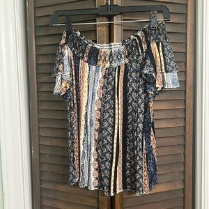 Printed off the shoulder top
